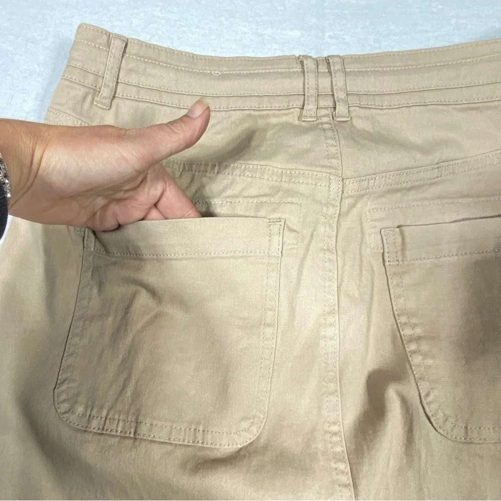 Falls Creek Midi Skirt Women's M Beige Tie Waist Pockets Split Hem Casual Boho